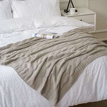 Battilo Khaki Throw Blanket Soft Cozy Decorative Blanket