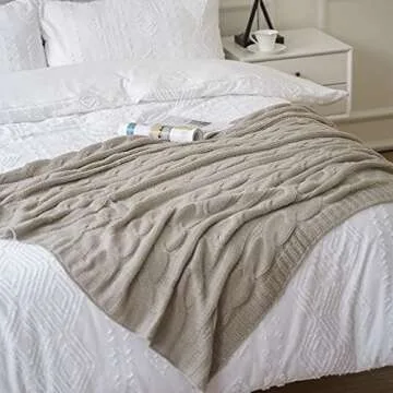 Battilo Khaki Throw Blanket Soft Cozy Decorative Blanket