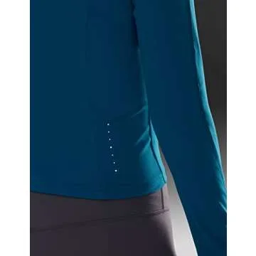 CRZ YOGA Butterluxe Womens Cropped Slim Fit Workout Jacket Weightless Track Athletic Full Zip Up Tops with Thumb Holes Super-sonic Blue Medium