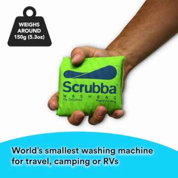 Scrubba Portable Wash Bag Kit (5 Pieces) - Hand Washing Machine System - Light & Small Portable Washer for Travel, Camping, Hiking & Hotel Room Washing – Eco-friendly Travel Laundry Essentials