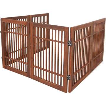 Stylish Wooden Pet Dog Gate for Indoor Outdoor Use
