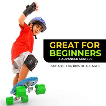 High Bounce Skateboard 22-inch Complete - Retro Mini Cruiser for Kids Boys Girls, ABEC 7 Bearings and PU Wheels