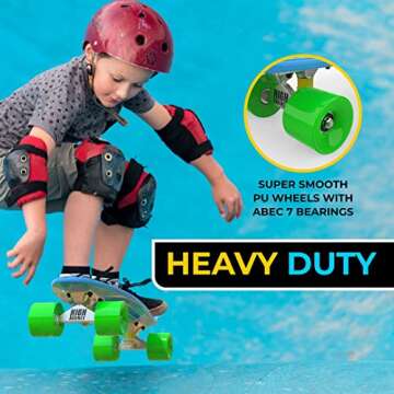 High Bounce Skateboard 22-inch Complete - Retro Mini Cruiser for Kids Boys Girls, ABEC 7 Bearings and PU Wheels