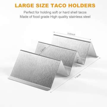 Taco Holders Set of 6, Taco Stand, Stainless Steel Taco Holder, with Easy-Access Handle, Each Can Ho...