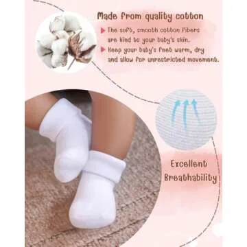 RATIVE Newborn Baby Socks 0-6,6-12 Months Thick Terry Turn Cuff Socks for Unisex Boys Girls