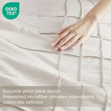 Comfort Spaces Cream King Size Duvet Cover Set - 3 Pieces Pintuck Pleated Duvet Cover King, All Season Lightweight, Extra Softness Pre-Washed Microfiber King Bedding Cover Shams, King/Cal King