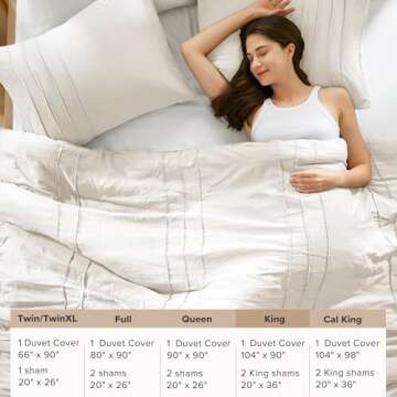 Comfort Spaces Cream King Size Duvet Cover Set - 3 Pieces Pintuck Pleated Duvet Cover King, All Season Lightweight, Extra Softness Pre-Washed Microfiber King Bedding Cover Shams, King/Cal King