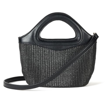 The Drop Women's Xiomara Mini Tote Black Straw Bag