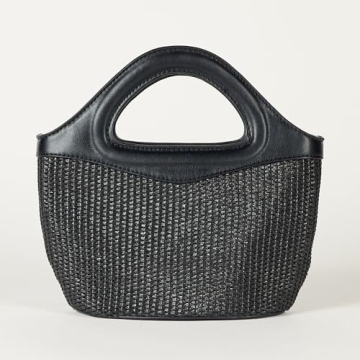 The Drop Women's Xiomara Mini Tote Black Straw Bag