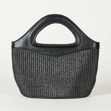 The Drop Women's Xiomara Mini Tote Black Straw Bag