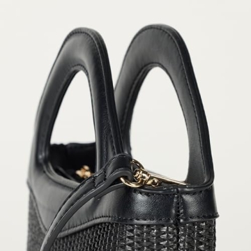 The Drop Women's Xiomara Mini Tote Black Straw Bag