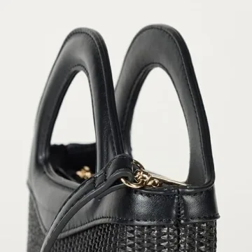 The Drop Women's Xiomara Mini Tote Black Straw Bag