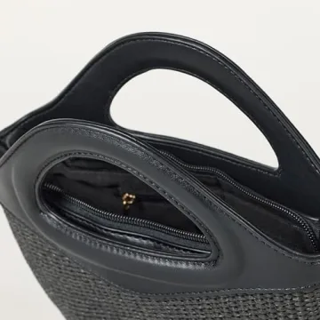 The Drop Women's Xiomara Mini Tote Black Straw Bag
