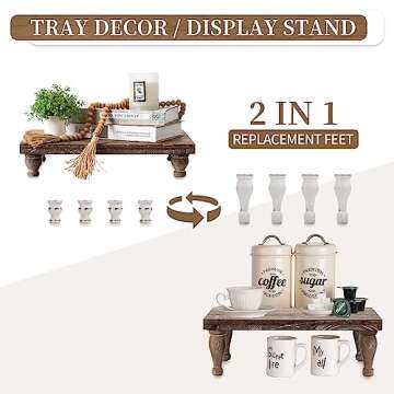 Hanobe Wooden Riser Decorative Farmhouse Display Tray