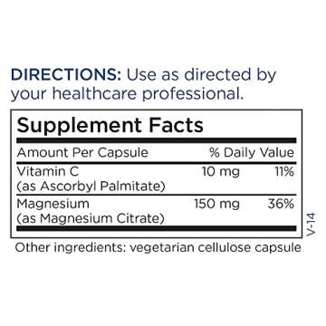 Metabolic Maintenance Magnesium Citrate Capsules - Magnesium Supplement for Calm, Sleep, Muscle & GI Support - with Vitamin C (240 Capsules)