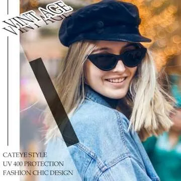 Joopin Polarized Black Cat Eye Sunglasses for Women, Retro Narrow Pointy Cateye Womens Sun Glasses U...