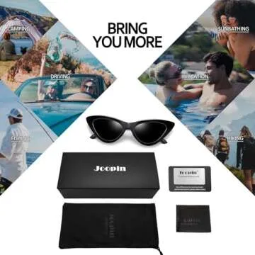 Joopin Polarized Black Cat Eye Sunglasses for Women, Retro Narrow Pointy Cateye Womens Sun Glasses UV Protection, Designer Dark Shades