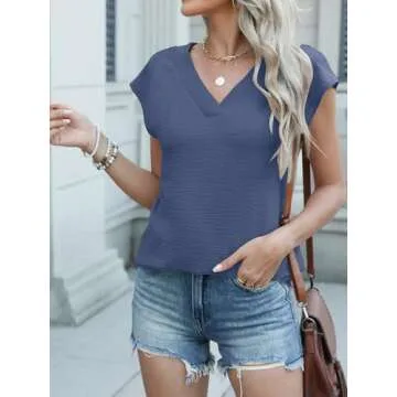 ANRABESS Women Cap Sleeve V Neck Top for Every Occasion