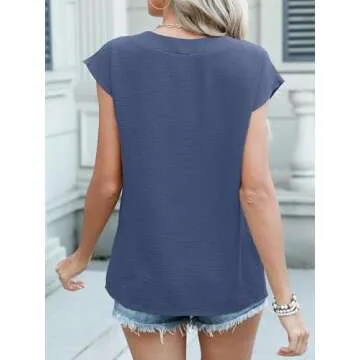 ANRABESS Women Cap Sleeve V Neck Top for Every Occasion