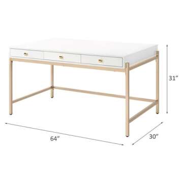 Modern Acme Ottey Writing Desk with Stylish 3 Drawers