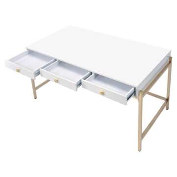 Modern Acme Ottey Writing Desk with Stylish 3 Drawers