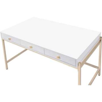Modern Acme Ottey Writing Desk with Stylish 3 Drawers