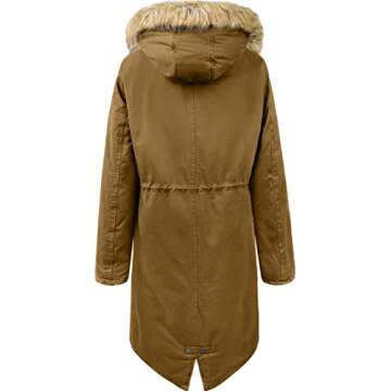 Uoiuxc Women's Hooded Winter Coat Warm Fleeced Lined Parka Long Jackets (Khaki,Small)