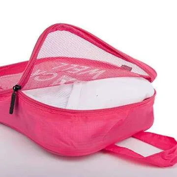 Miamica 3-Piece Packing Cube Set, Grey/Fuchsia/Black