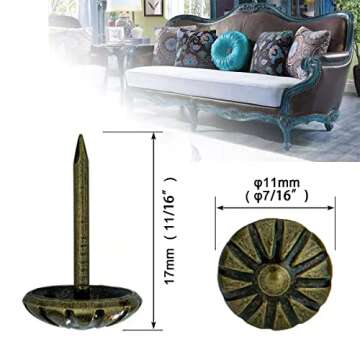 Homdire Upholstery Tacks for Decorative, Furniture Tacks Nails for Upholstery Decorative, 7/16 Inch ...