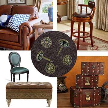 Homdire Upholstery Tacks for Decorative, Furniture Tacks Nails for Upholstery Decorative, 7/16 Inch Upholstery Nails for Furniture DIY Decorative, Daisy Upholstery Tacks Antique Brass,100PCS