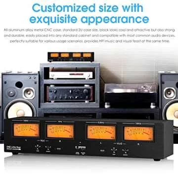 Douk Audio 4-Channel Analog VU Meter & Audio Switcher with RCA/XLR Inputs/Outputs for Professional Sound Level Monitoring and EQ Analysis with Remote (VU4, Yellow)