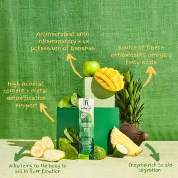 Re-Harvest Provisions Smoothie Pops | Super Green Detox 5 Pack | Frozen Fruit + Vegetables + Superfoods | Dairy-Free, Vegan, Gluten-Free, No Sugar Added | Eco-Friendly and Zero Waste | 1.6oz each