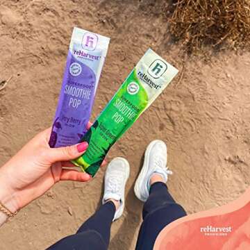 Re-Harvest Provisions Smoothie Pops | Super Green Detox 5 Pack | Frozen Fruit + Vegetables + Superfoods | Dairy-Free, Vegan, Gluten-Free, No Sugar Added | Eco-Friendly and Zero Waste | 1.6oz each