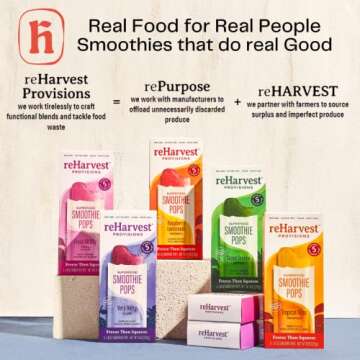 Re-Harvest Provisions Smoothie Pops | Super Green Detox 5 Pack | Frozen Fruit + Vegetables + Superfoods | Dairy-Free, Vegan, Gluten-Free, No Sugar Added | Eco-Friendly and Zero Waste | 1.6oz each