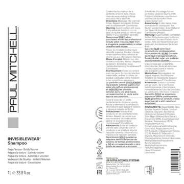 Paul Mitchell Invisiblewear Shampoo, Preps Texture + Builds Volume, For Fine Hair, 33.8 fl. oz.