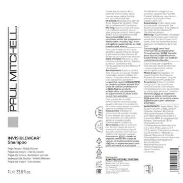 Paul Mitchell Invisiblewear Shampoo, Preps Texture + Builds Volume, For Fine Hair, 33.8 fl. oz.