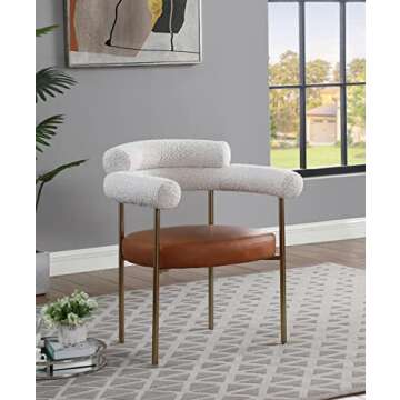 Meridian Furniture 870Cognac-C Blake Collection Modern | Contemporary Vegan Leather/Boucle Fabric Up...