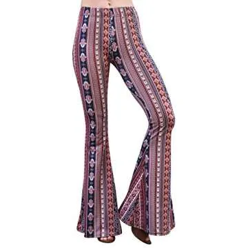 Daisy Del Sol High Waist Comfy Stretch Boho 70s Bell Bottom Fit to Flare Lounge Yoga Pants (Medium, Marsala)
