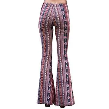 Daisy Del Sol High Waist Comfy Stretch Boho 70s Bell Bottom Fit to Flare Lounge Yoga Pants (Medium, Marsala)
