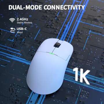 Ajazz AJ159 Dual Mode Lightweight Gaming Mouse with Type C Wired and USB Receiver with PAW3395 Senso...