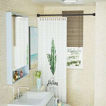 SZXIMU Spring Tension Curtain Rod 27-43 Inch, Never Rust and Non-Slip Shower Curtain Rods with Brush...