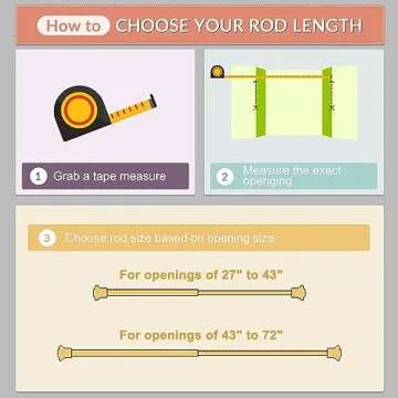 SZXIMU Spring Tension Curtain Rod 27-43 Inch, Never Rust and Non-Slip Shower Curtain Rods with Brushed Metal Round Finial, Black