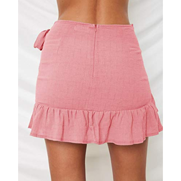 Jeanewpole1 Women's Ruffle Hem Mini Skirt for Summer Fashion