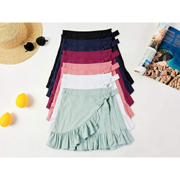 Jeanewpole1 Women's Ruffle Hem Mini Skirt for Summer Fashion
