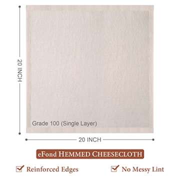 Cheese Cloths, 3PCS Precut 20x20 Inch, Grade 100 Hemmed Cheesecloth for Straining Cooking, Fine Mesh...