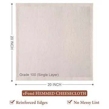 Cheese Cloths, 3PCS Precut 20x20 Inch, Grade 100 Hemmed Cheesecloth for Straining Cooking, Fine Mesh...