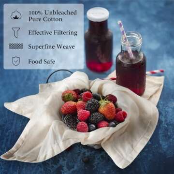 Cheese Cloths, 3PCS Precut 20x20 Inch, Grade 100 Hemmed Cheesecloth for Straining Cooking, Fine Mesh Cloth Strainer Reusable, 100% Unbleached Cotton Muslin Cloth for Juicing Baking Cheese Making