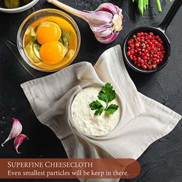 Cheese Cloths, 3PCS Precut 20x20 Inch, Grade 100 Hemmed Cheesecloth for Straining Cooking, Fine Mesh Cloth Strainer Reusable, 100% Unbleached Cotton Muslin Cloth for Juicing Baking Cheese Making