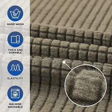 KEKUOU Stretch Oversized Sofa Slipcover 1 Piece Couch Sofa Cover (94"-110") Furniture Protector 4 Seater Sofa with Elastic Bottom for Kids,Pet.Jacquard Checked Pattern Fabric(X Large,Khaki)