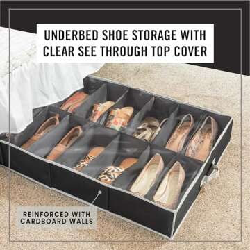 HOLDN' STORAGE Extra-Large Under Bed Shoe Storage Organizer - Perfect Organizer for Men's & Women's ...